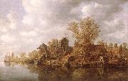 Village at the River, Jan van Goyen